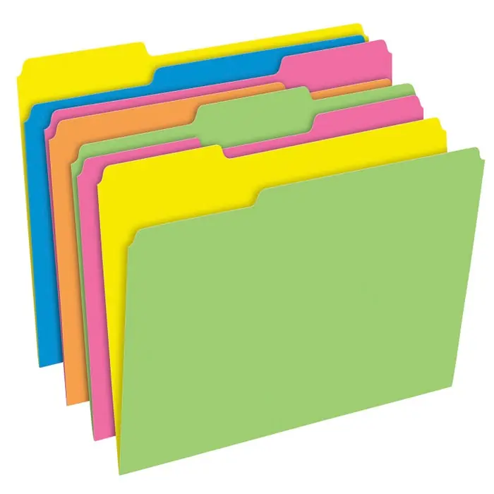 High Quality Pendaflex Twisted Glow File Folders, Letter Size, 3 Tab, Assorted Colors, Set of 24